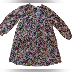 NWT Jacadi Paris 5A 110cm Girls Dress Floral Long Sleeved Lined Ruffle MSRP $185